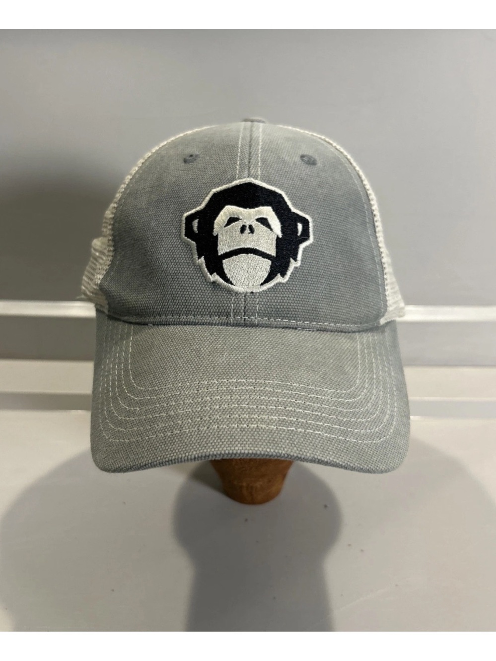 Howler Brothers El Mono Mesh Truckers Adjustable Hat Cap Gray White Embroidered